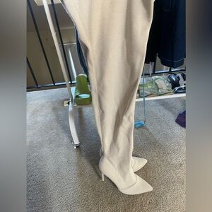 Cream over the knee Fashion Nova Boot